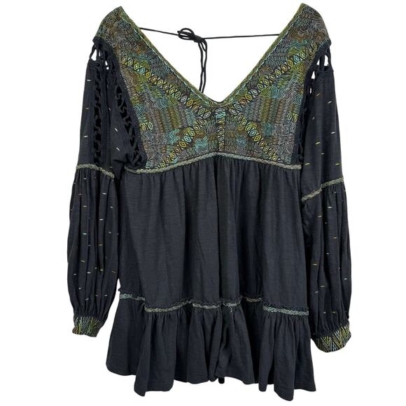 Free People Much Love Tunic Top Mini Oversized Open Back Dress Size S - Picture 3 of 11
